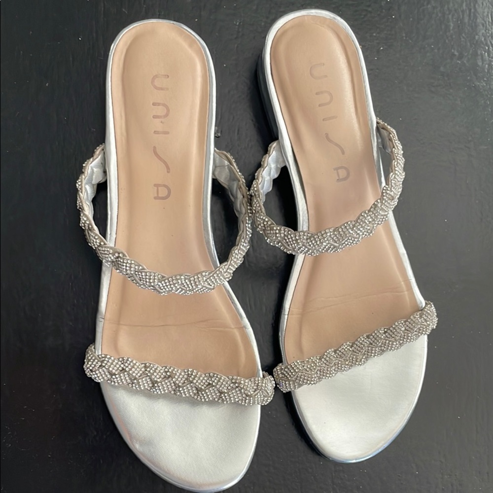 Unisa Silver Crystal Embellished Sandals